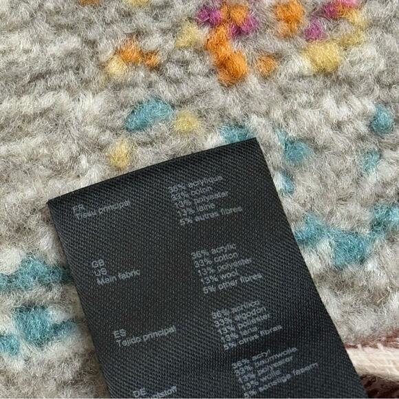 Maje Ivory Pink Geometric Print Fringed Shawl Poncho Wool Blend Women’s One Size - Picture 8 of 8